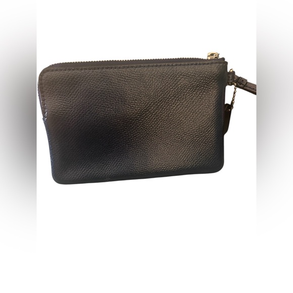 Coach Crossgrain Leather Corner Zip Wristlet Dark Blue with Mini Hangtag - Picture 5 of 8